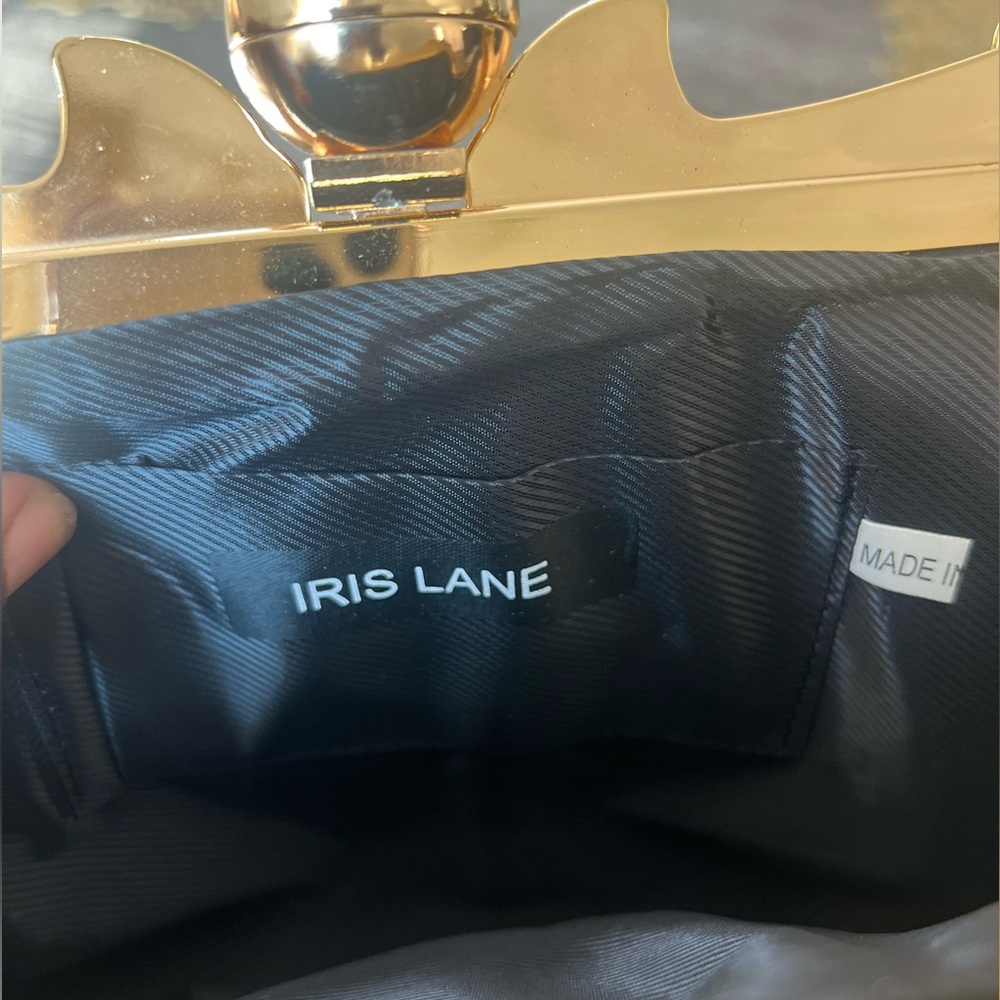 Iris Lane Black Clutch with Rhinestone Handbag - Picture 9 of 10